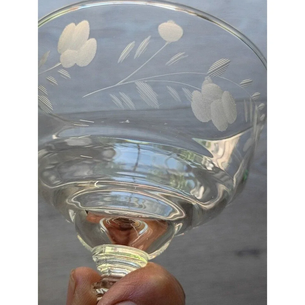 Libbey Rock Sharpe Crystal Champagne Glasses Sherbet Bowl 6 1/8